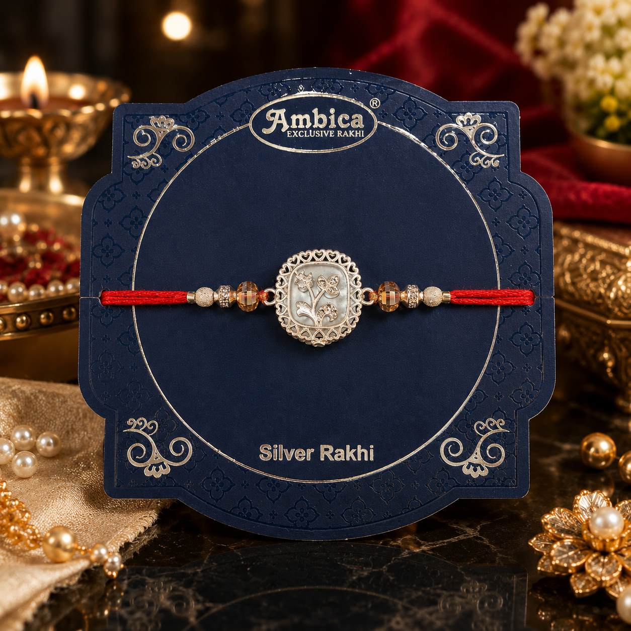 Premium Silver Rakhi for Brother – Designer AD & Metal Rakhi