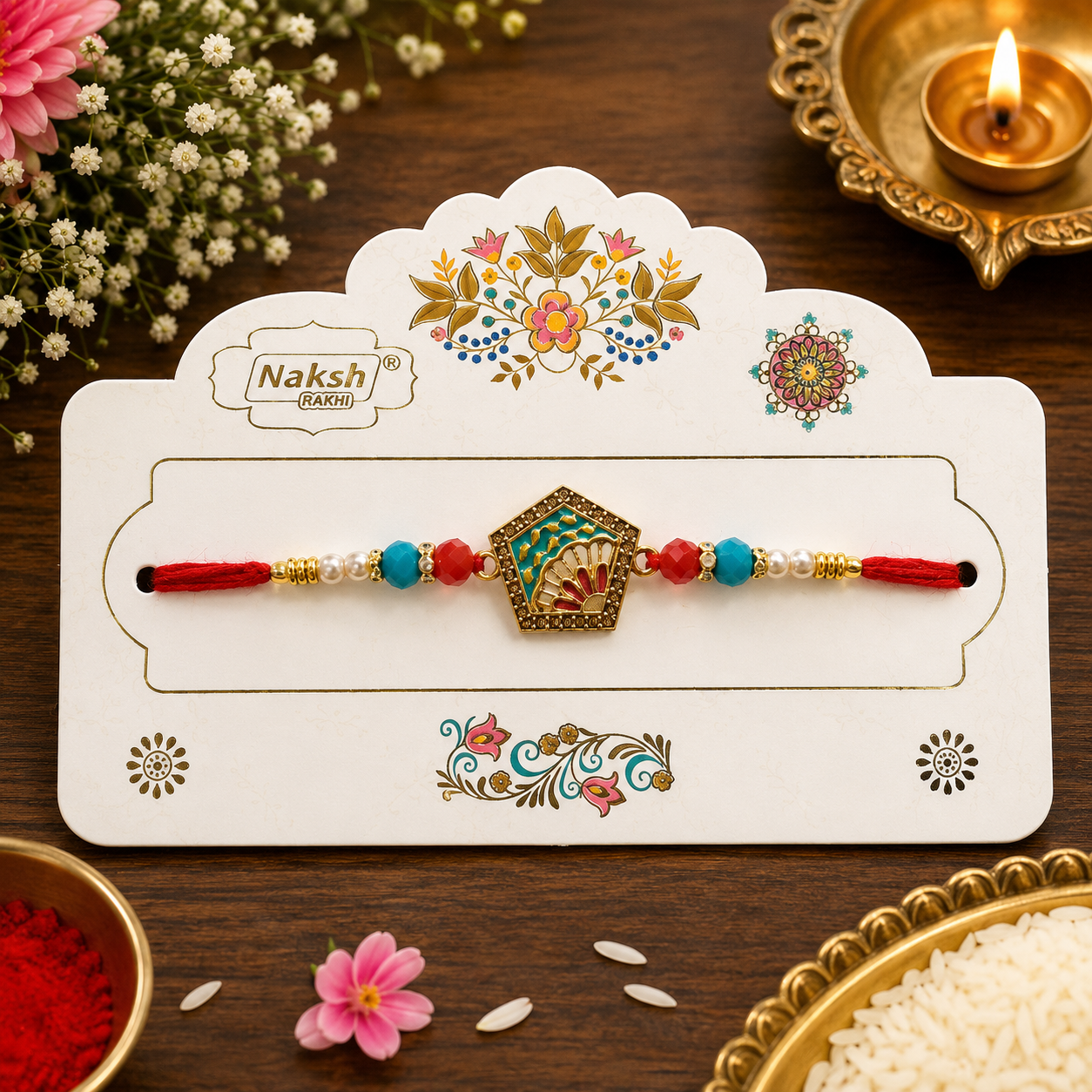 Premium AD Designer Rakhi for Brother - Elegant Multicolor Rakhi