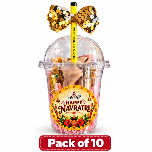 Navratri Special Kids Gift Combo – Bow Hair Clip, Stationery & Chocolate | Pack of 10