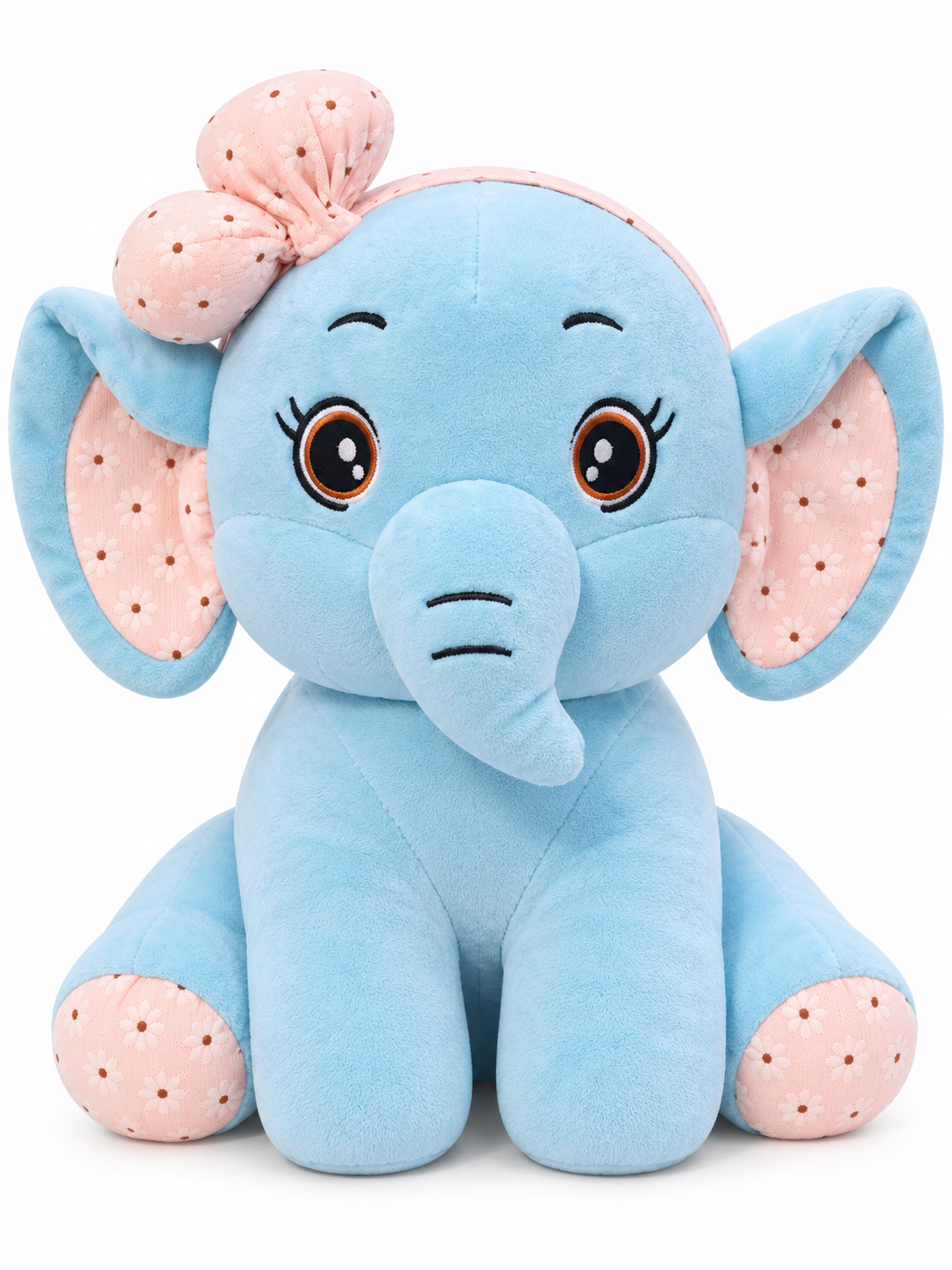 Cute Blue Elephant Plush Soft Toy with Pink Bow – Soft &amp; Huggable Toy for Kids