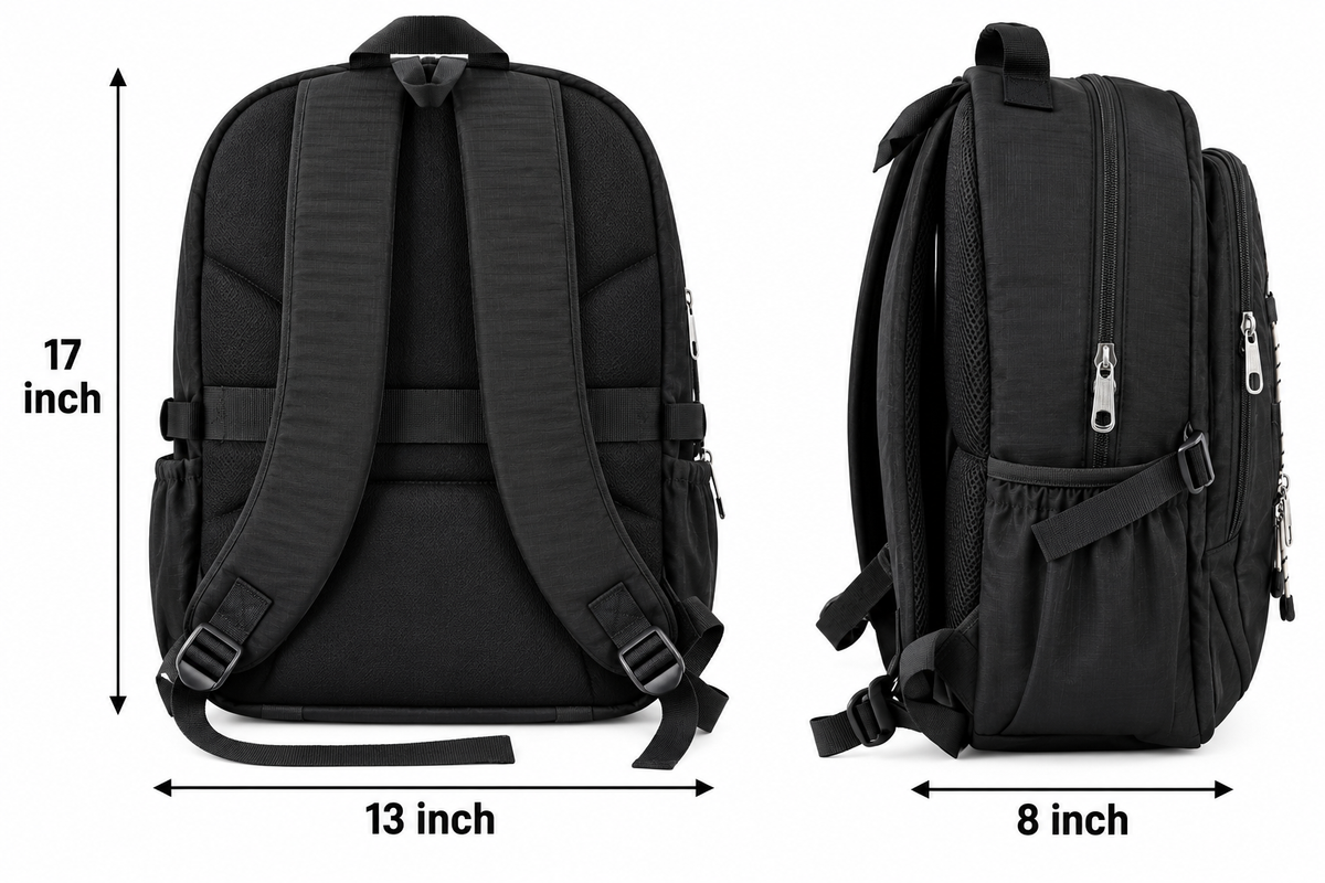 Zipsy Sport Backpack for School, College & Travel | 4 Zipper Backpack with 2 Side Bottle Pockets & Rain Cover