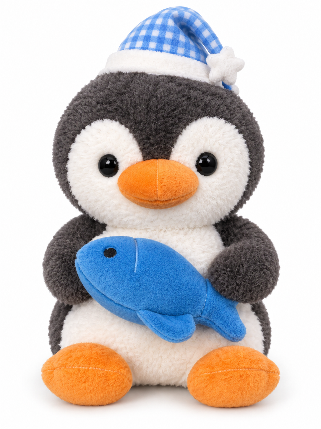 Cute Penguin Plush Soft Toy with Blue Fish – Soft &amp; Huggable Teddy for Kids