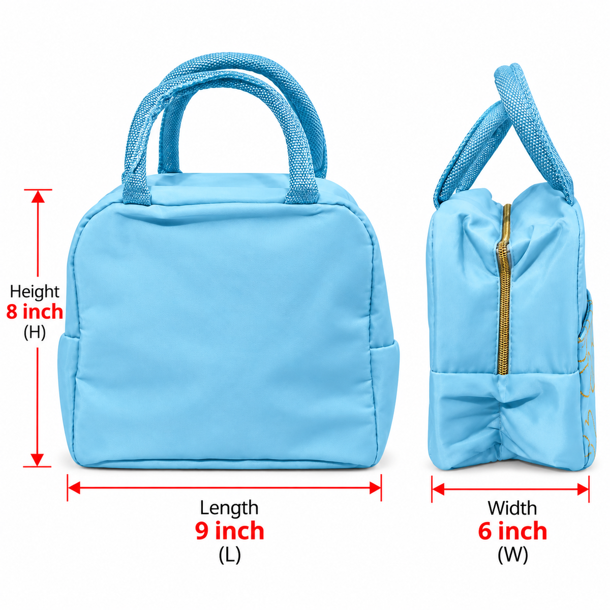 Cute Heart Print Lunch Bag for Women & Girls | Insulated Lunch Tote Bag with Zipper & Carry Handle