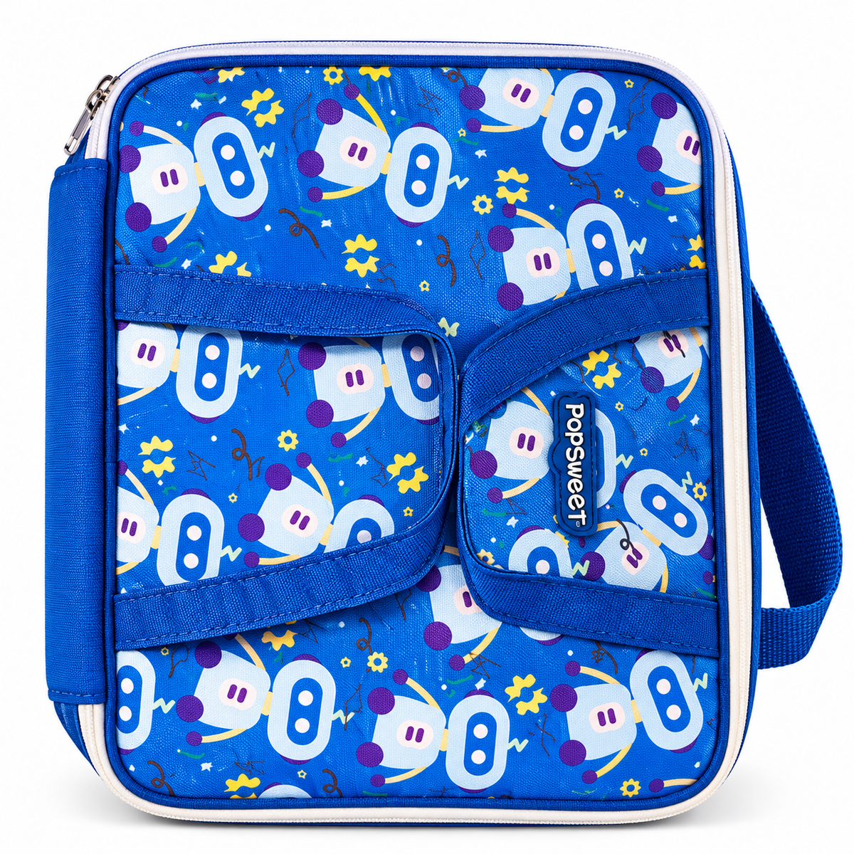 Lunch Bag for Boys & Girls | Cute Robot Printed Insulated Lunch Box Bag | 2 Compartments | Portable Lunch Bag