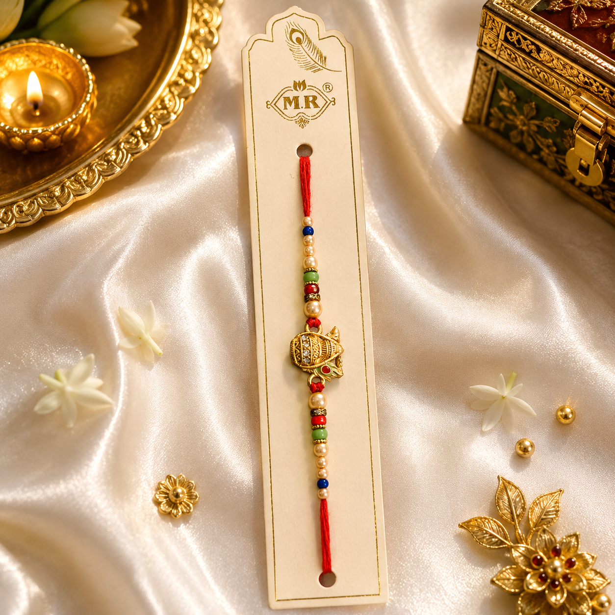 Shree Krishna Rakhi | Premium Metal Matki Charm Rakhi | Designer Raksha Bandhan Rakhi