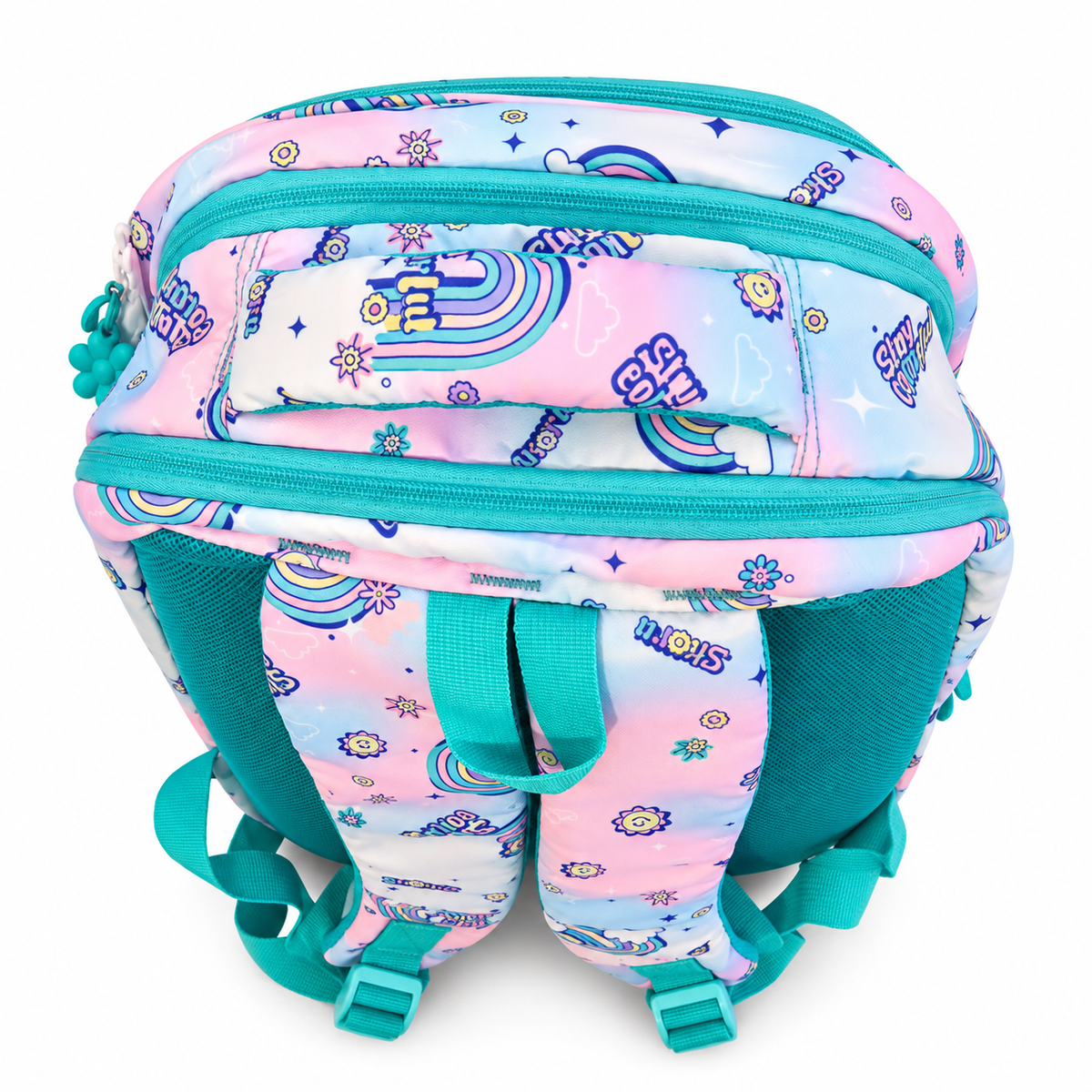 Rainbow Kids School | 4 Zipper Spacious School Bag | Lightweight &amp; Stylish with Side Pockets and Detachable Pouch
