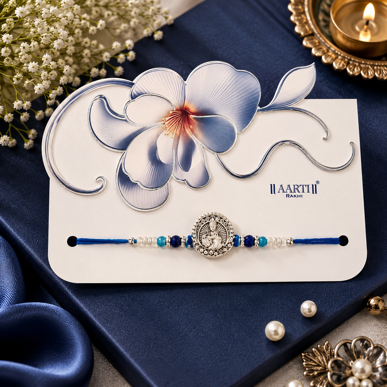 Premium AD Divine Makhan Chor Designer Rakhi for Brother – Elegant Raksha Bandhan Special