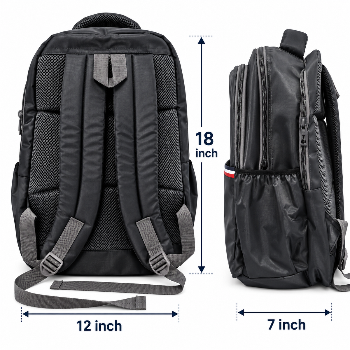 Tommy Hilfiger Backpack | 4 Zipper Spacious Backpack | Stylish Travel &amp; Casual Bag with 2 Side Bottle Pockets &amp; Rain Cover
