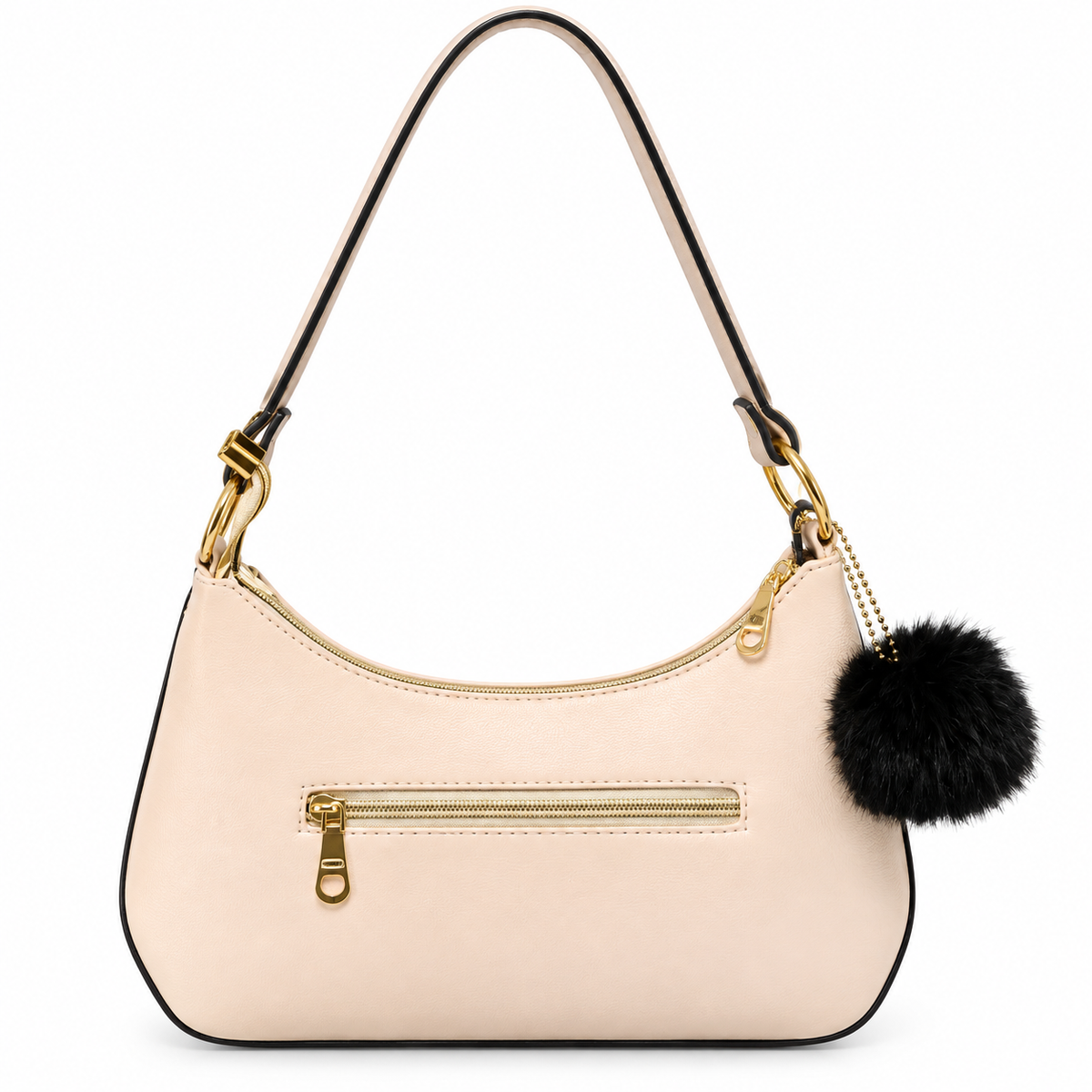 Elegant Beige Shoulder Sling / Handbag with Soft keychain for Women / Girls