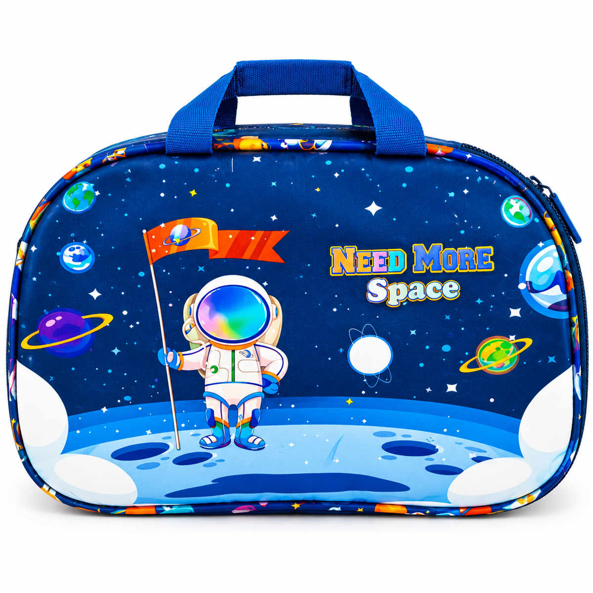 Space Theme Travel Duffle Bag | 2 Zipper Spacious Carry Bag for Boys & Girls | Astronaut & Planet Printed Travel Bag
