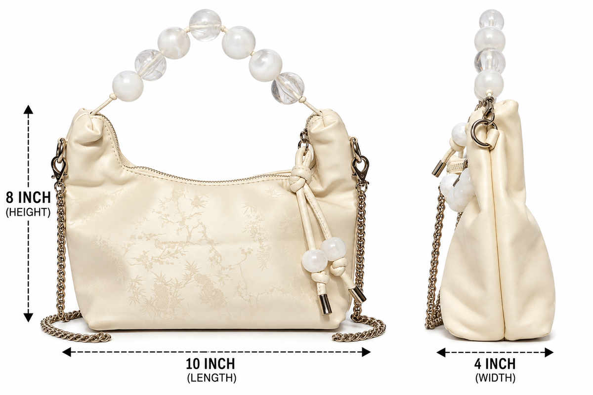 Elegant Pearl Beaded Handbag with Chain Strap | Stylish Fashion Bag