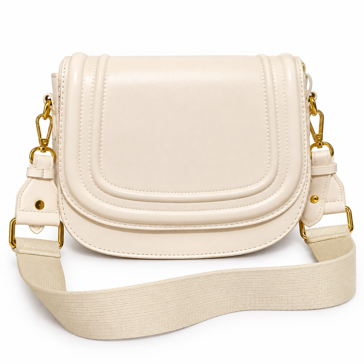 Elegant Sling Bag with Gold-Tone Hardware & Adjustable Wide Strap for Women
