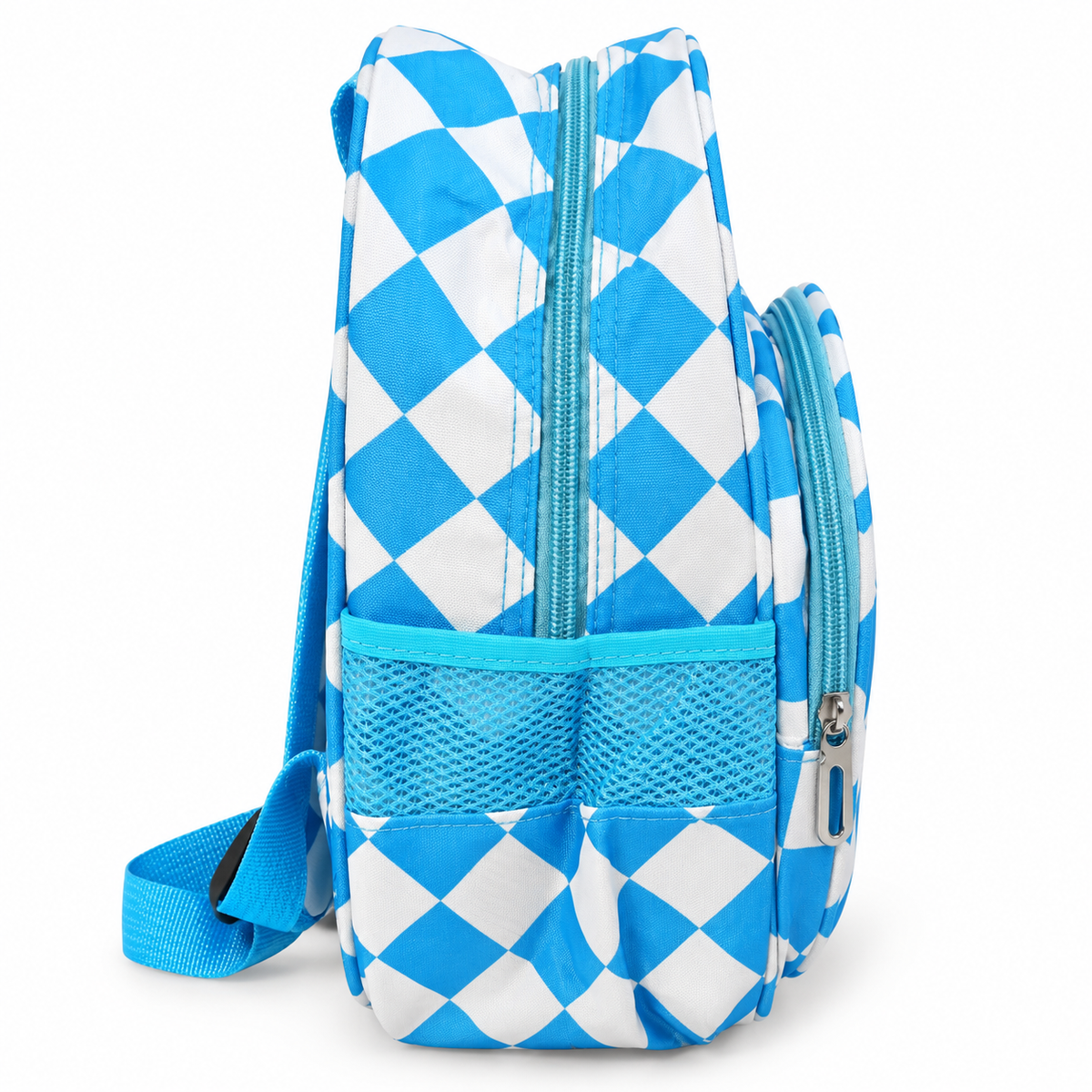 Kids School Backpack for Boys & Girls | 2 Zipper Spacious School Bag with 2 Side Pockets | Cute Blue Printed Backpack