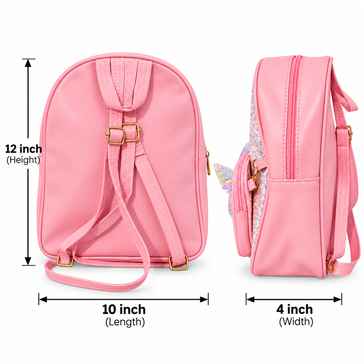 Girls Kids Backpack with Glitter Sequin Bow Design | Cute Stylish School Bag | 2 Compartment Backpack
