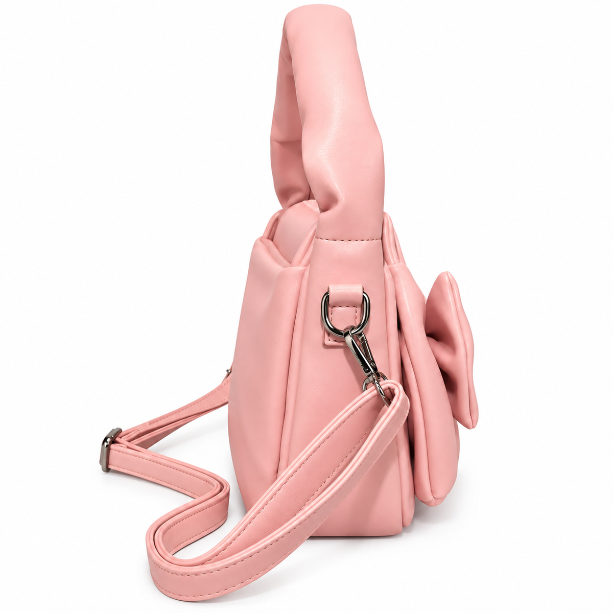 Pink Bow Shoulder Handbag | Stylish Top Handle & Adjustable Sling Strap | Cute Fashion Bag
