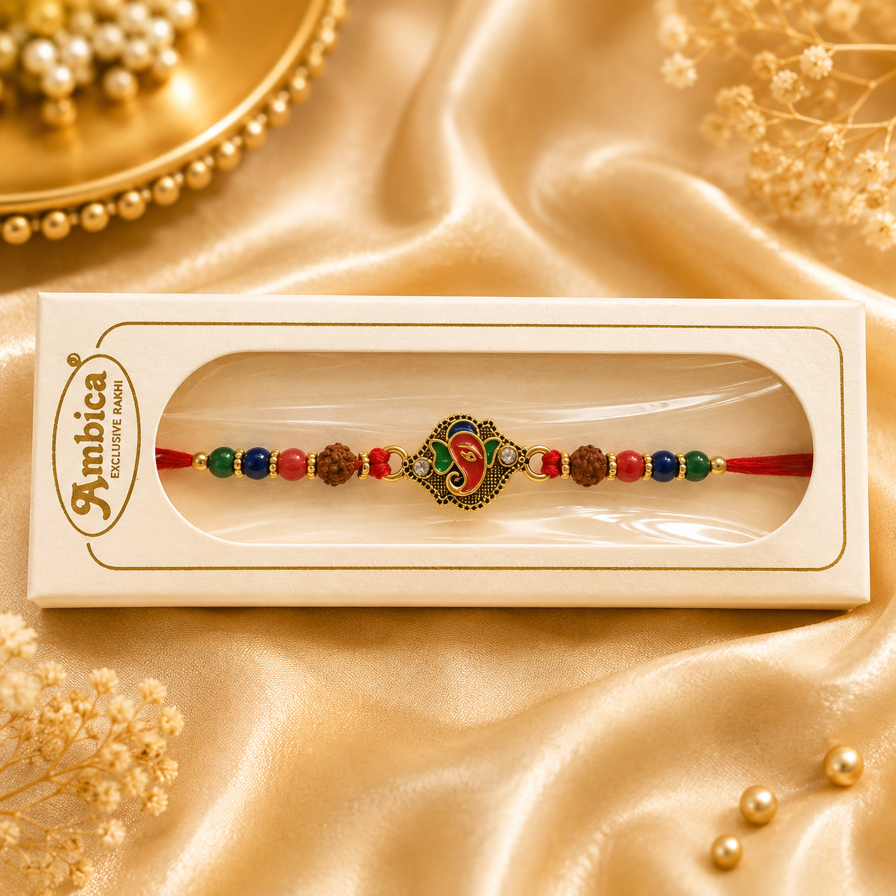 Shree Ganesh Rakhi | Premium Metal Charm Rakhi | Spiritual Designer Rakhi