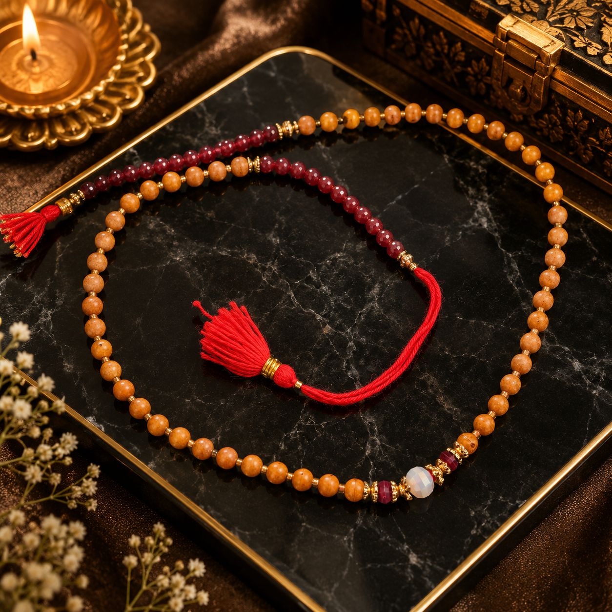 Handcrafted Beaded Rakhi – Premium Festive Collection | 3 Fold Warp Around Rakhi