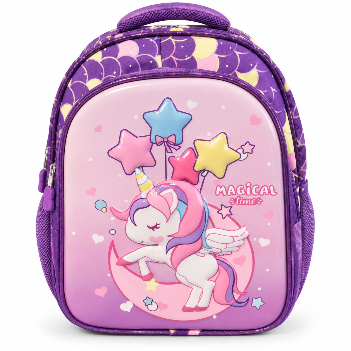 Unicorn Kids School Backpack for Girls | 3 Zipper Spacious School Bag | Cute Magical Unicorn Printed Backpack with Side Pockets