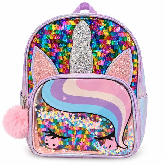 Kids Unicorn Backpack for Girls | 2 Zipper Spacious School Bag | Glitter Sequin Rainbow Unicorn Backpack&nbsp;