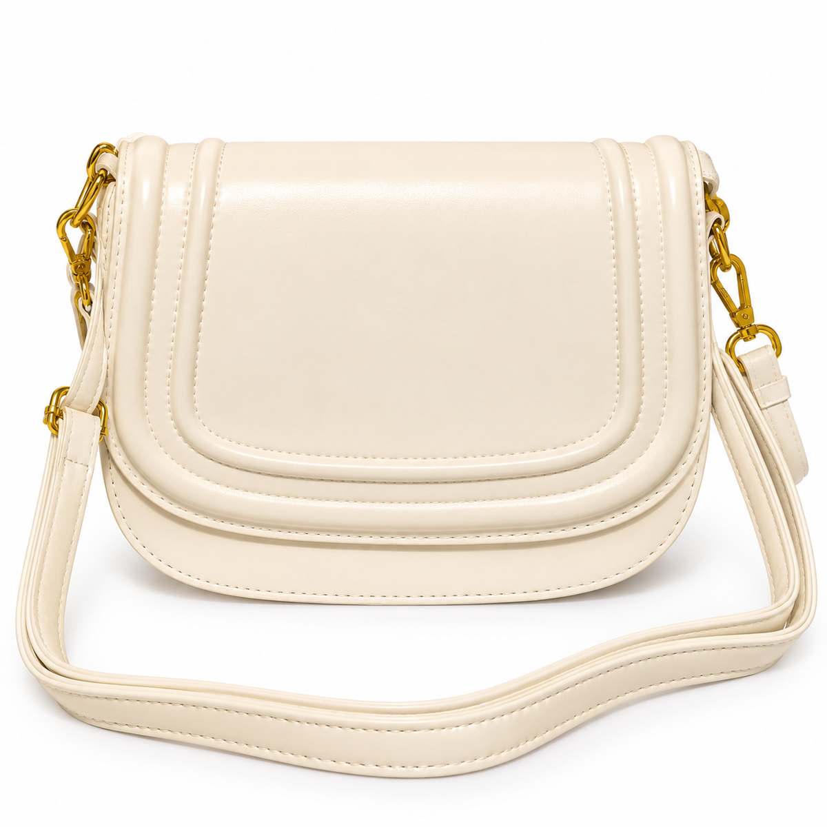 Elegant Sling Bag with Gold-Tone Hardware & Adjustable Wide Strap for Women