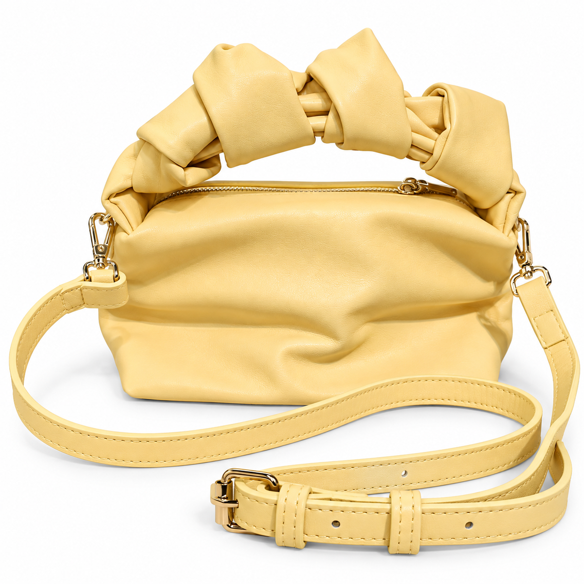 Elegant Ruched Handle Shoulder Bag with Adjustable Strap