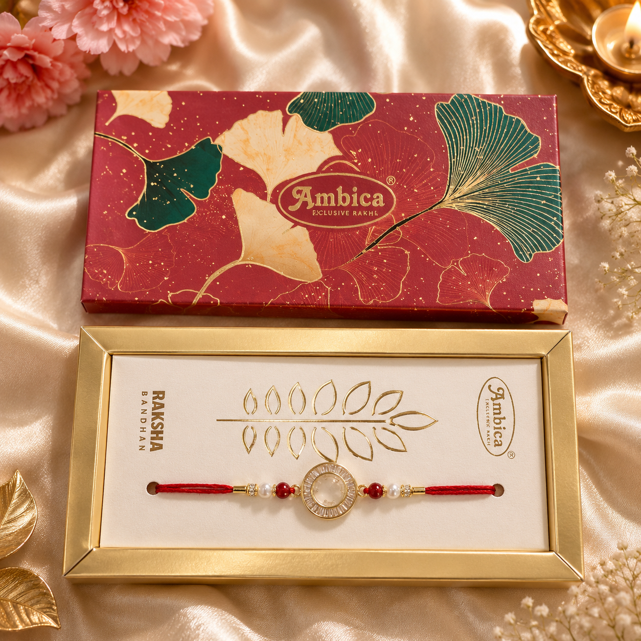 Heavy metal charm AD Stone Rakhi with Premium Gift Box | Luxury Designer Rakhi