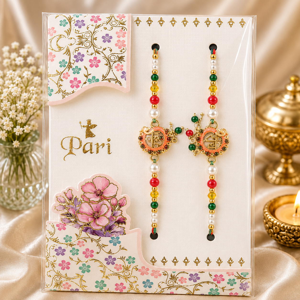 Premium Designer Rakhi Set | AD Rakhi | Heavy Metal Charm | Premium Thread