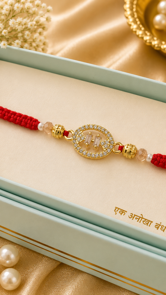 Premium AD Rakhi with Gift Box | Designer Stone Work Rakhi | Luxury Festive Rakhi