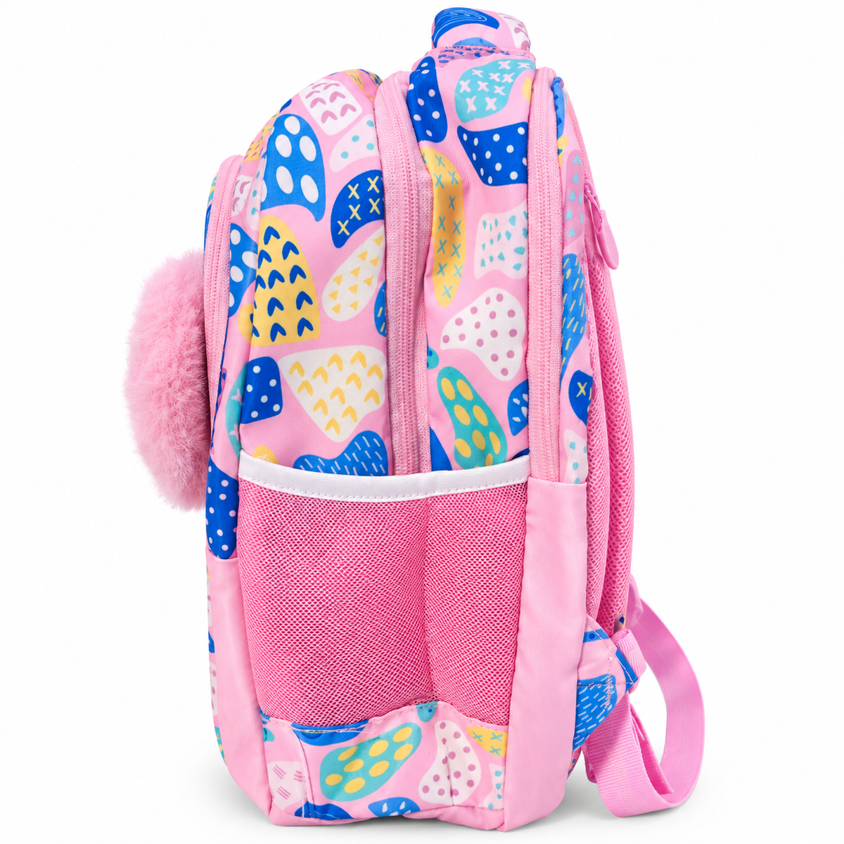 Cute Koala Design School Backpack for Girls | 3 Zipper School Bag with 2 Side Bottle Pockets | Cute Pink Printed Backpack