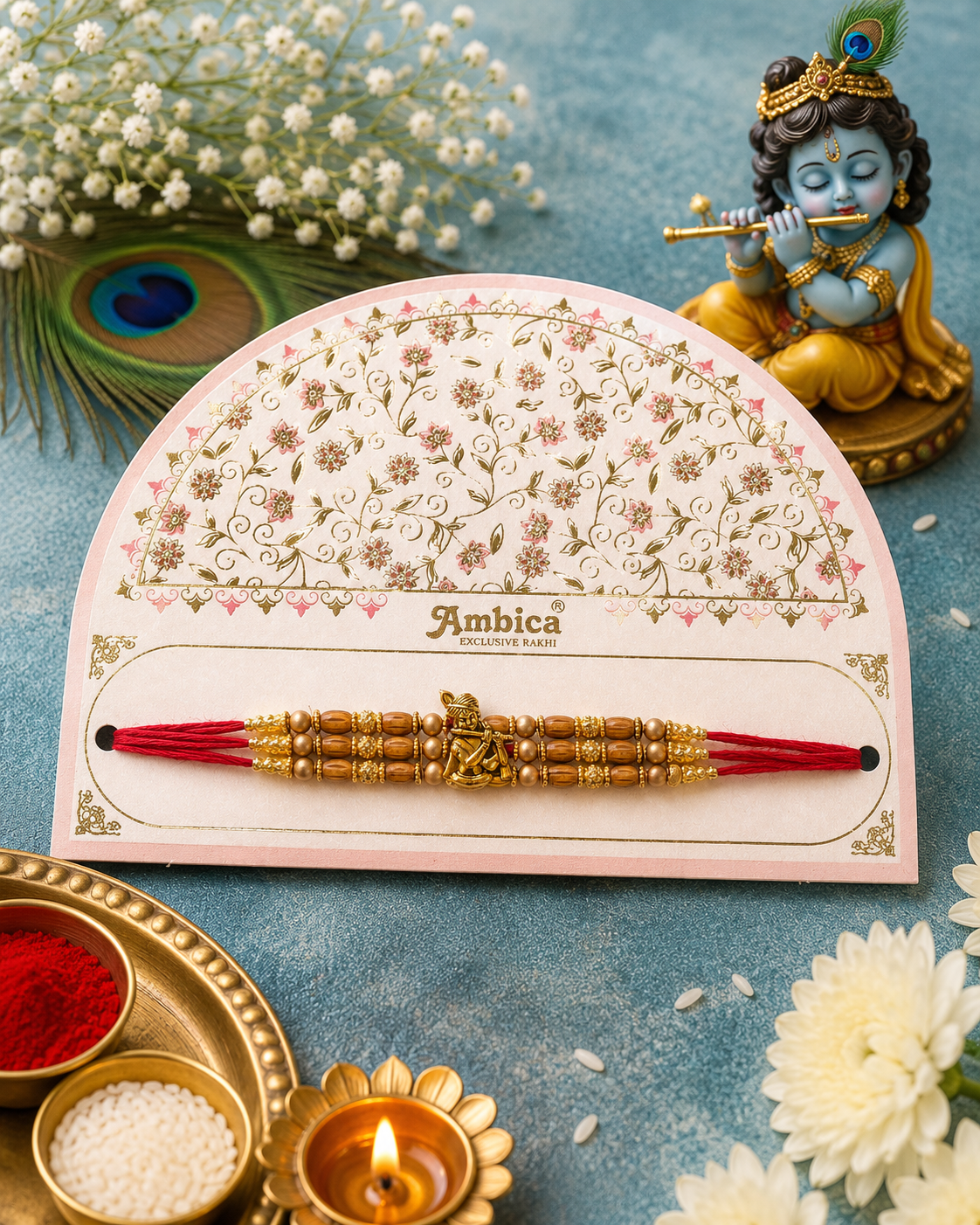 Premium Krishna Designer Rakhi for Brother – Divine Raksha Bandhan Rakhi