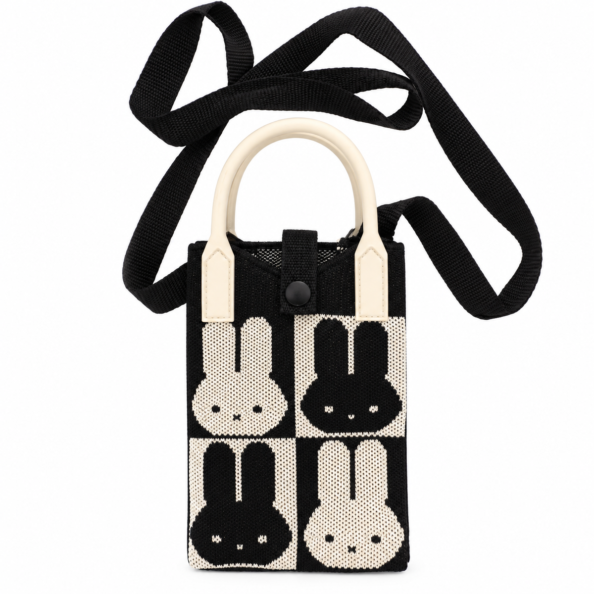 Cute Knitted Sling Bag for Girls | Handbag with Adjustable Shoulder Strap & Top Handle | Stylish Printed Mini Bag