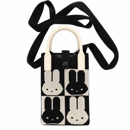 Cute Knitted Sling Bag for Girls | Handbag with Adjustable Shoulder Strap & Top Handle | Stylish Printed Mini Bag