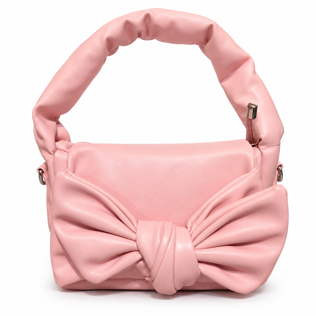 Pink Bow Shoulder Handbag | Stylish Top Handle & Adjustable Sling Strap | Cute Fashion Bag
