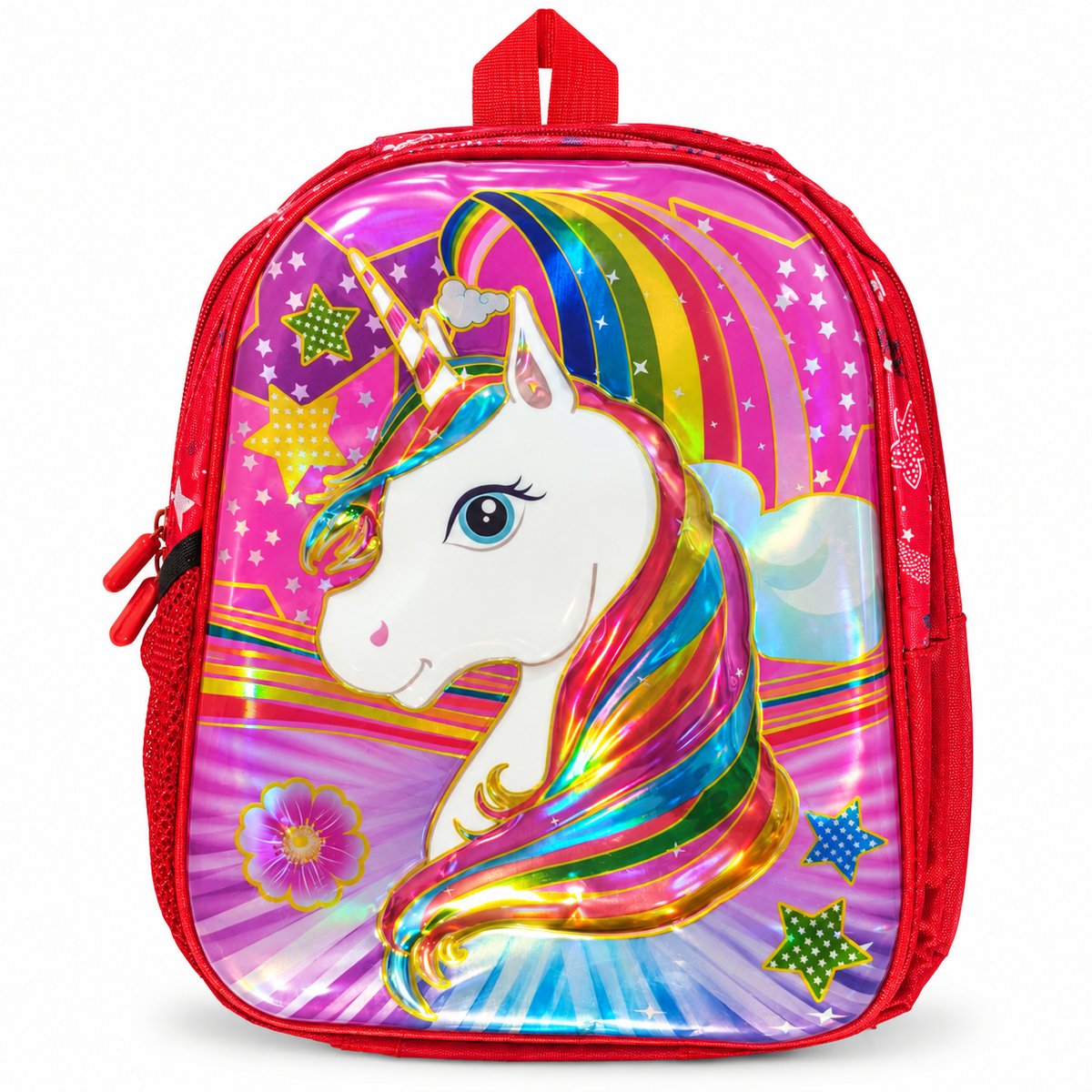 Girls Unicorn Printed School Backpack | 2 Zipper Spacious Bag with Side Bottle Pocket | Stylish Lightweight Backpack