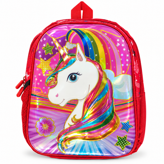 Girls Unicorn Printed School Backpack | 2 Zipper Spacious Bag with Side Bottle Pocket | Stylish Lightweight Backpack