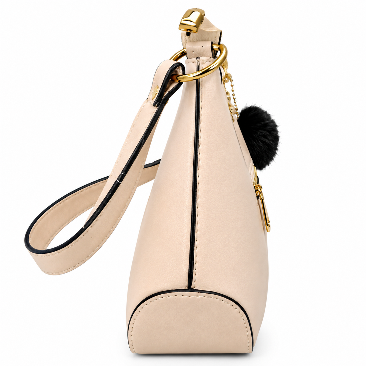 Elegant Beige Shoulder Sling / Handbag with Soft keychain for Women / Girls