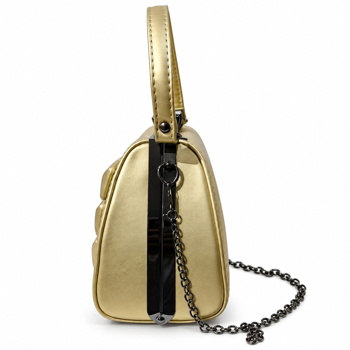 Elegant Gold Party Clutch with Chain Strap & Embellished Design Sling Bag / Handbag