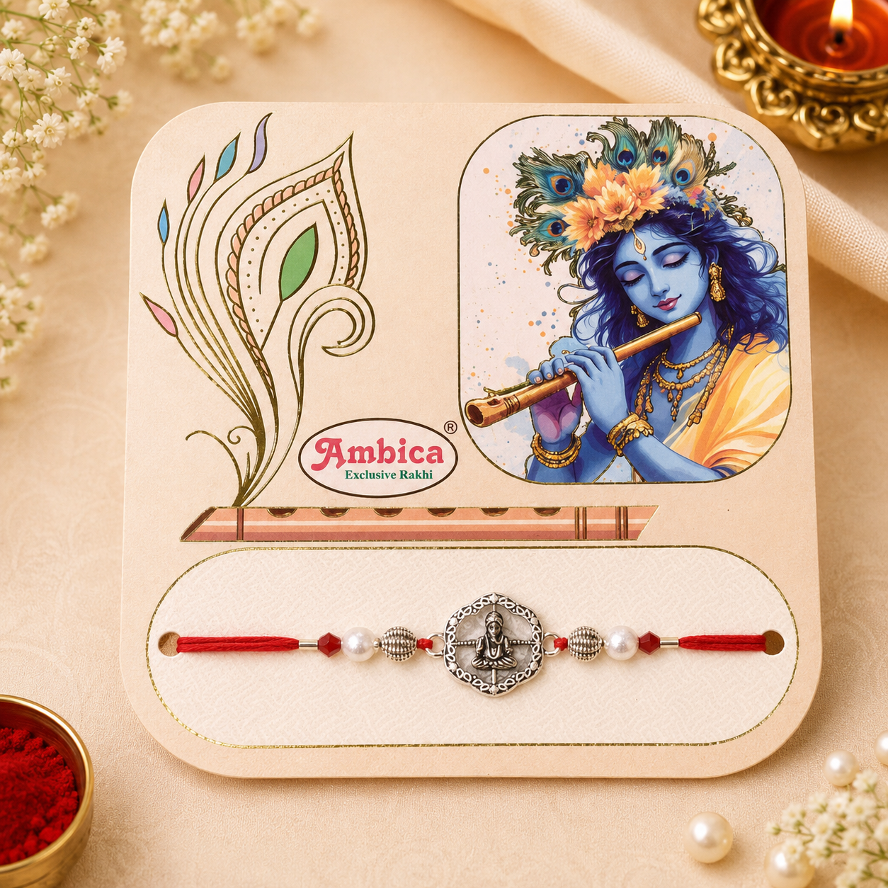 Premium Krishna Designer Rakhi for Brother – Divine Raksha Bandhan Rakhi