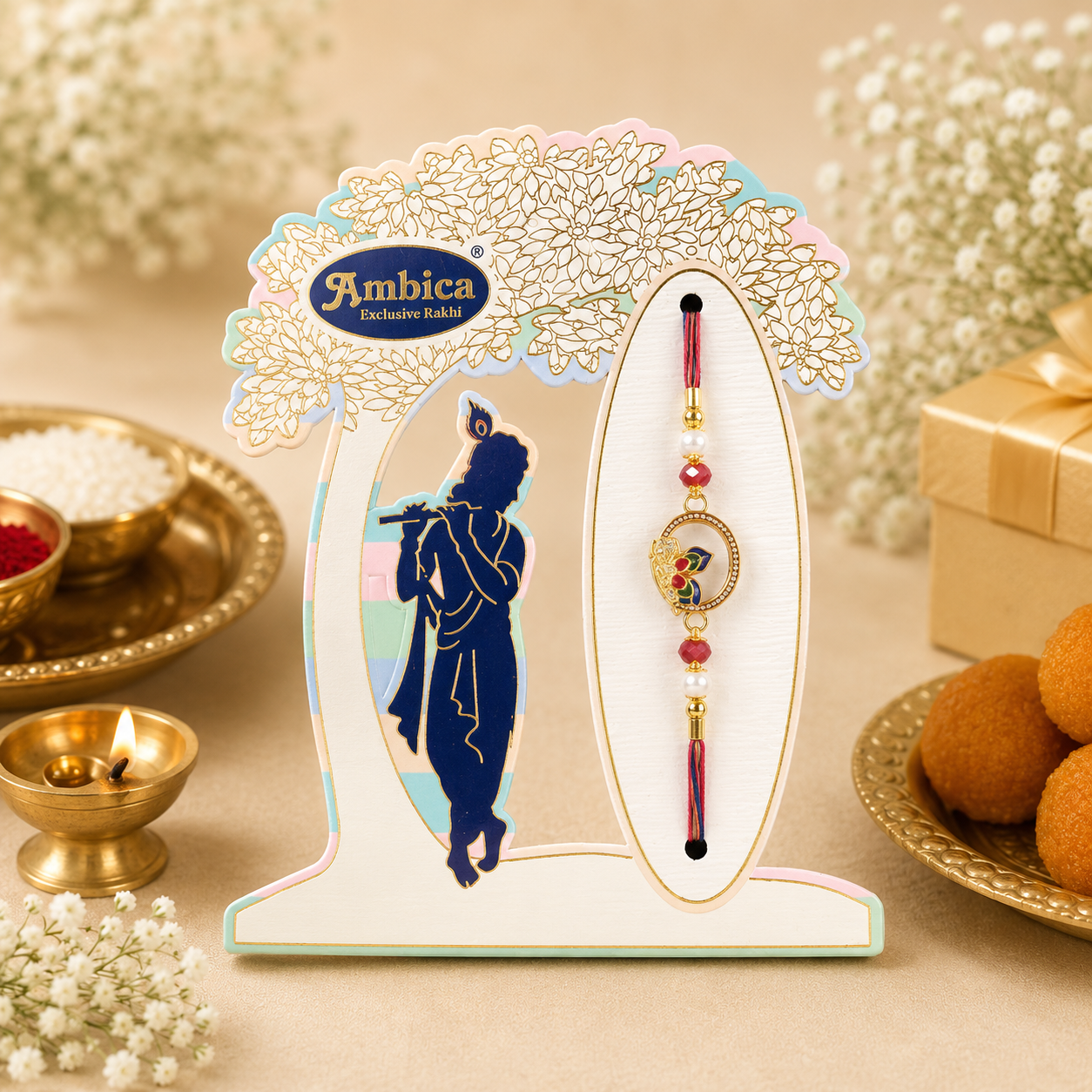 Premium Krishna Designer Rakhi for Brother – Divine Raksha Bandhan Rakhi