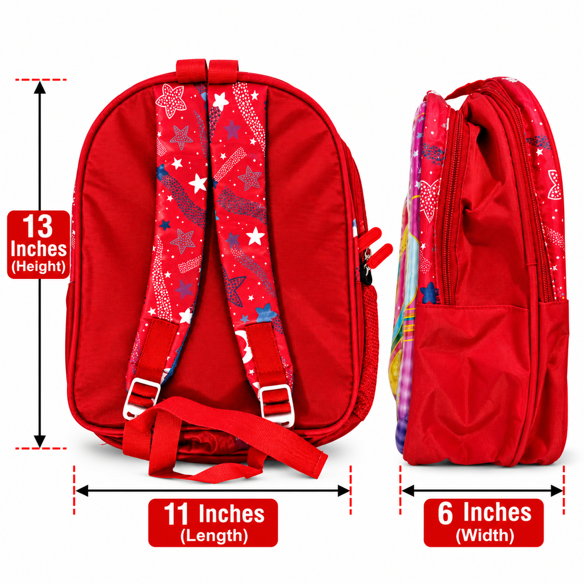Girls Unicorn Printed School Backpack | 2 Zipper Spacious Bag with Side Bottle Pocket | Stylish Lightweight Backpack