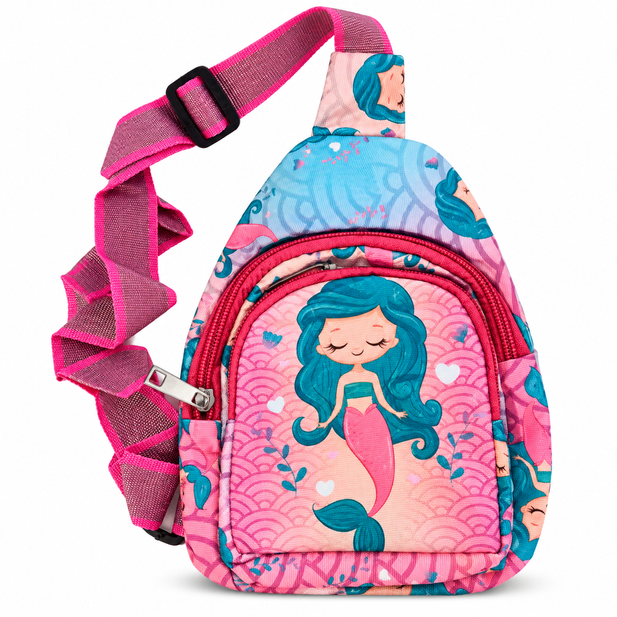 Kids Unicorn, Mermaid & Dinosaur Sling Bag for Girls | 3 Zipper Compartments | Cute Adjustable Crossbody Bag