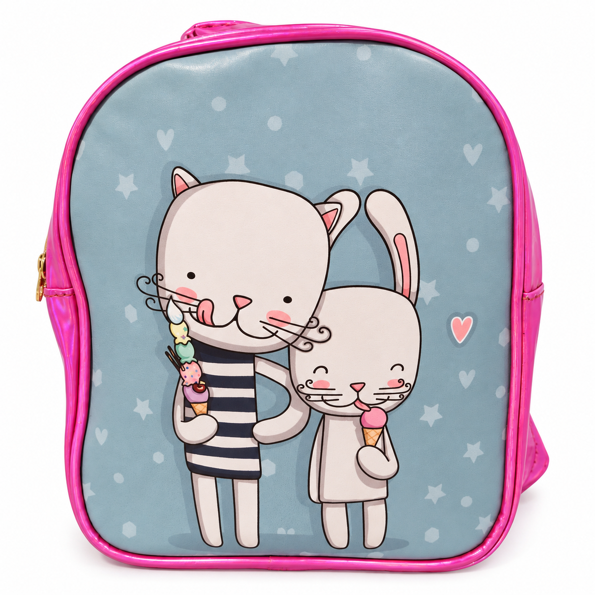 Kids Girls Fashion Backpack | Cute Cat Printed Pink Backpack | 1 Zipper Lightweight School Bag