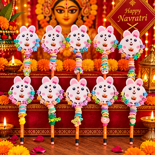 Navratri Special Cute Hair Accessories & Pencil Combo Set for Girls PACK OF 10