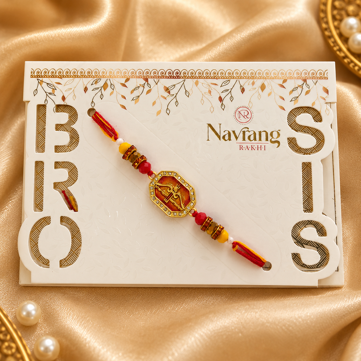 Shri Ram Theme Rakhi | AD Stone Metal Charm Rakhi | Premium Spiritual Rakhi