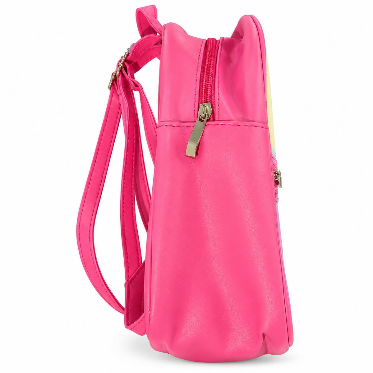 Girls Kids Backpack with Rainbow Glitter Design | Cute Cat Print School Bag | 2 Zipper Backpack