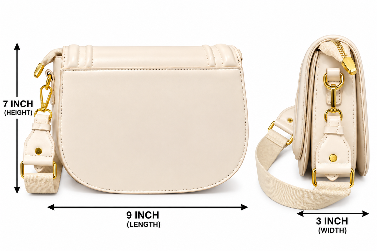 Elegant Sling Bag with Gold-Tone Hardware & Adjustable Wide Strap for Women