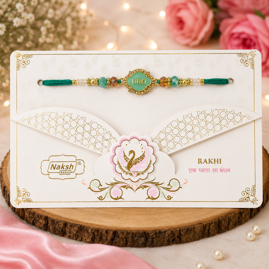 Premium BRO Designer Rakhi for Brother – Red & Green Color Options